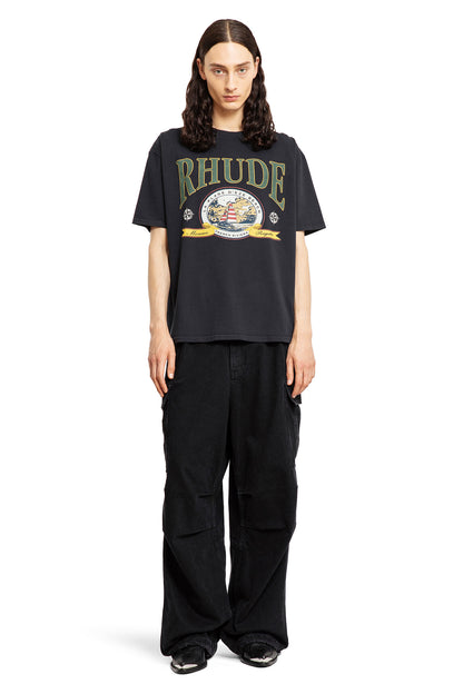 RHUDE MAN BLACK T-SHIRTS & TANK TOPS