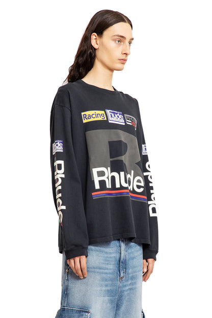 RHUDE MAN BLACK T-SHIRTS & TANK TOPS