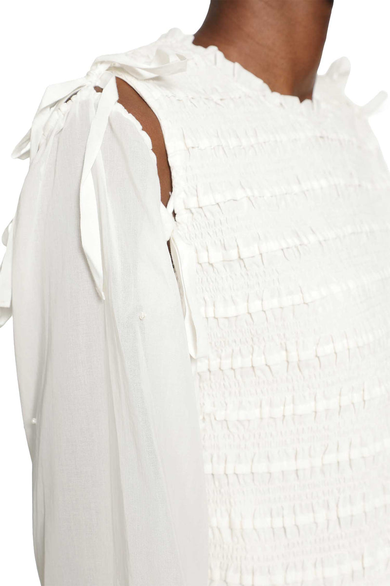 RENLI SU Smocked Cotton Blouse woman