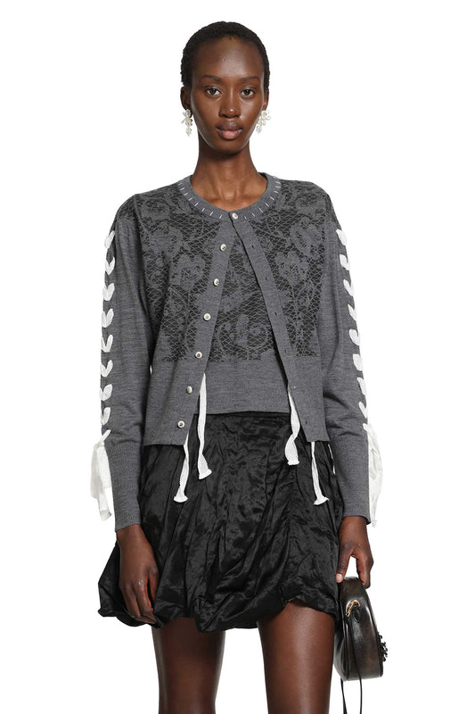 Floral Lace Wool Cardigan