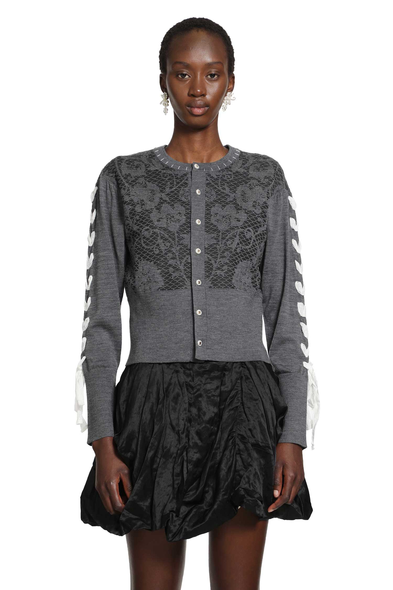 Floral Lace Wool Cardigan