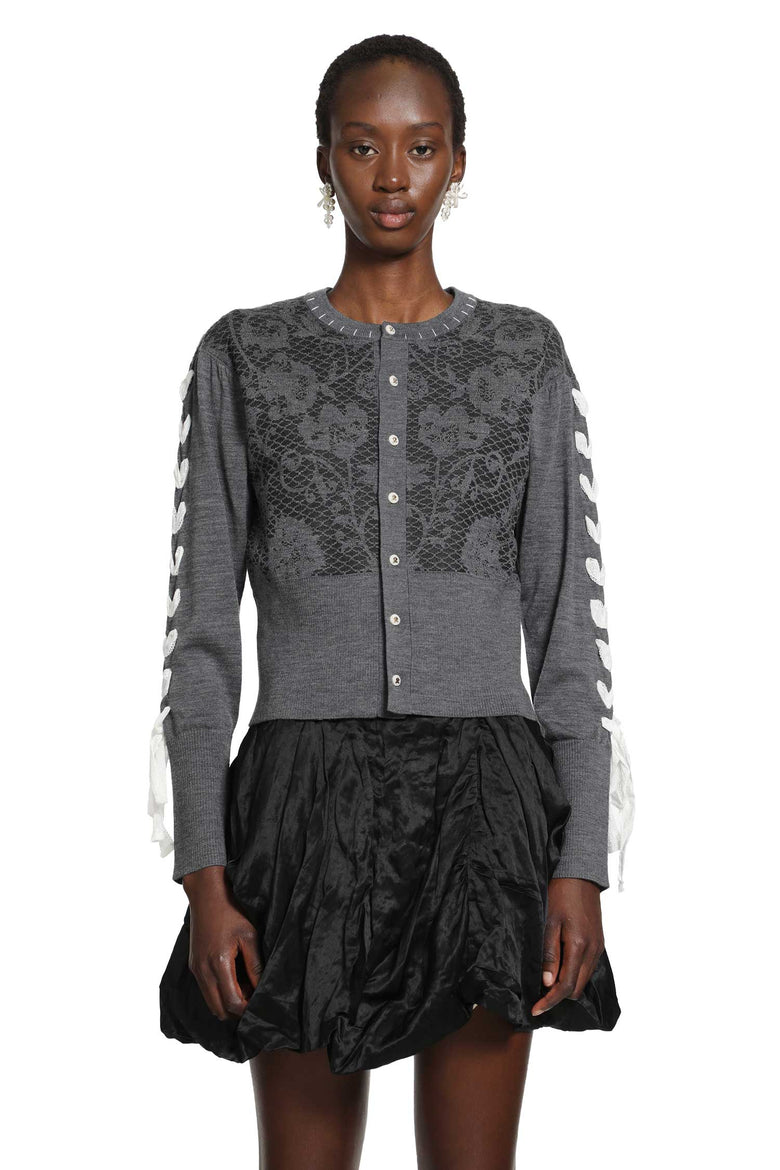 
              RENLI SU Floral Lace Wool Cardigan woman
            