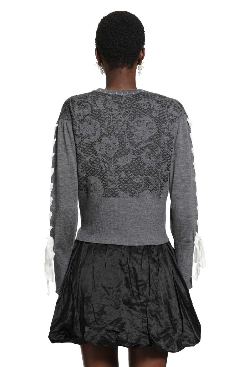 RENLI SU Floral Lace Wool Cardigan woman