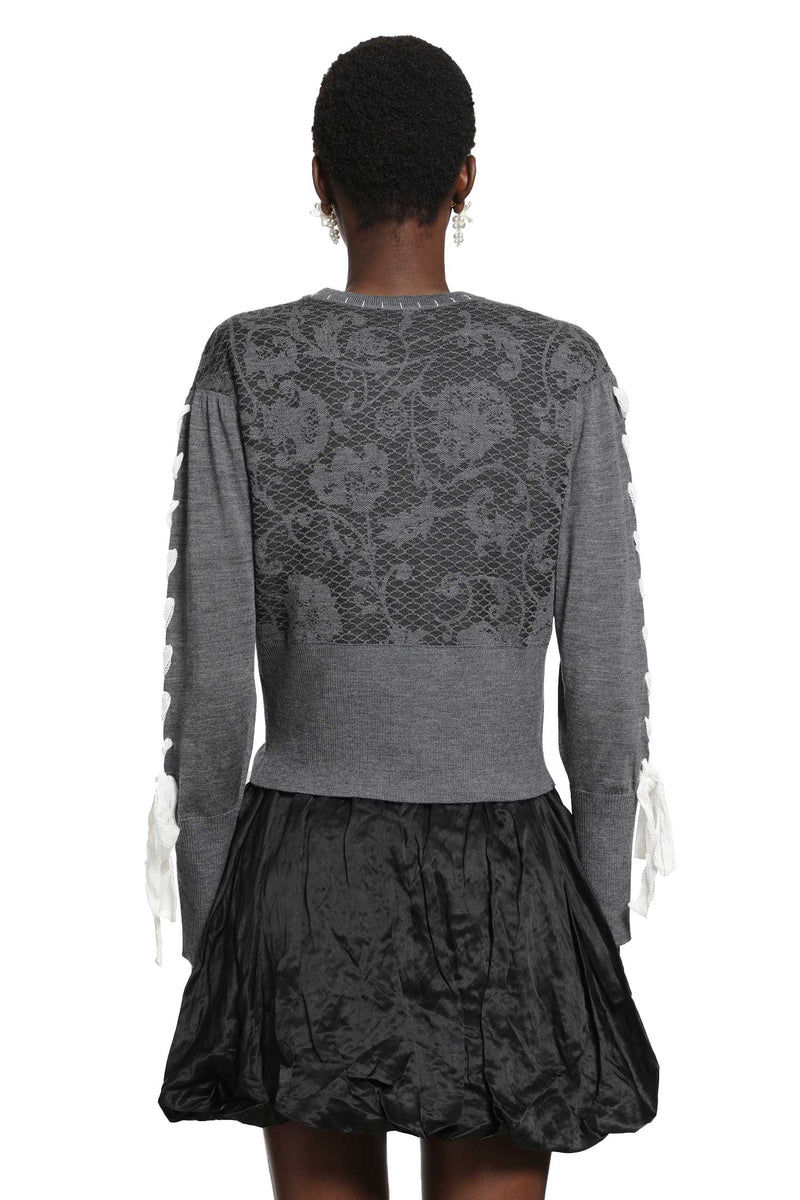 RENLI SU Floral Lace Wool Cardigan woman