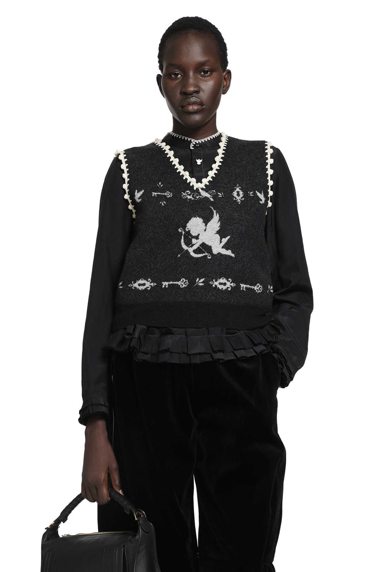RENLI SU Romantic Angel Wool Knit Vest woman