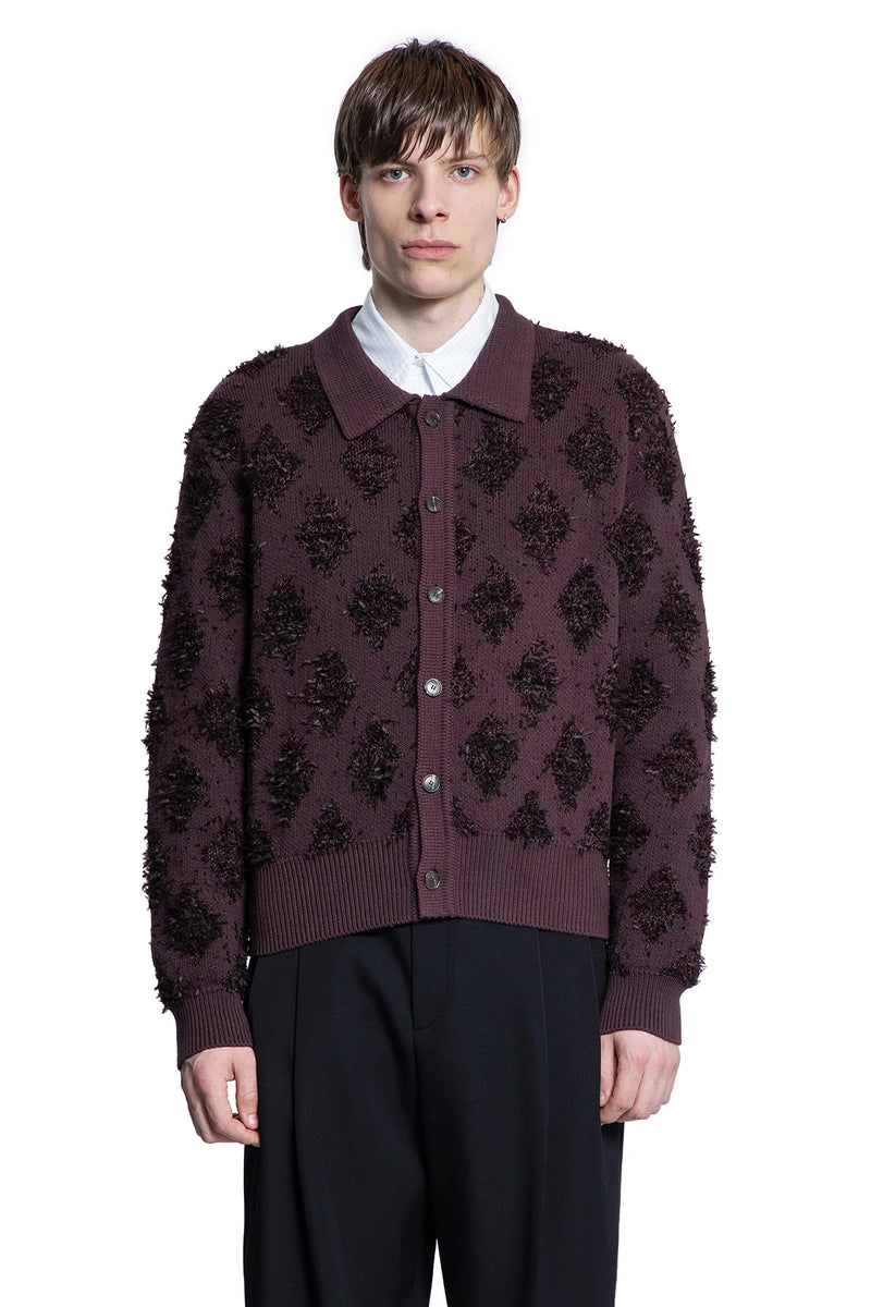 Fringed Argyle Polo Cardigan - Antonioli.eu