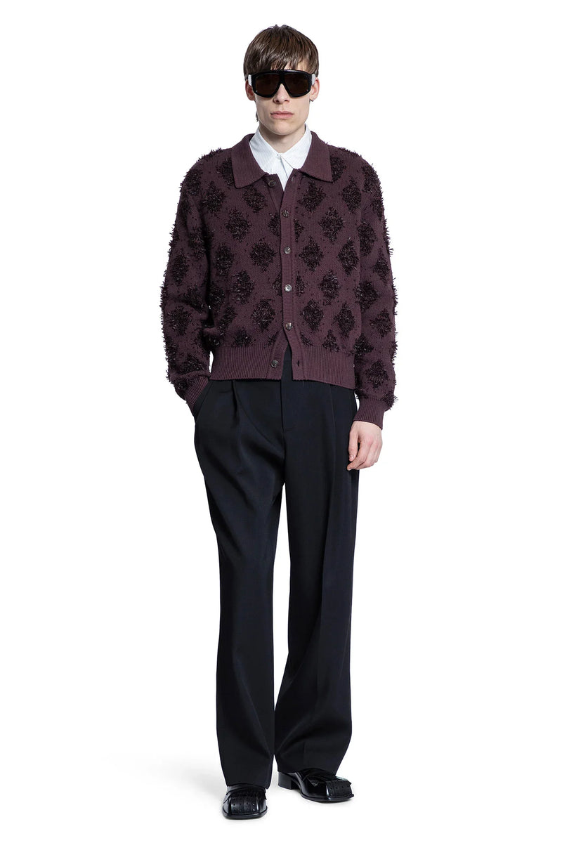 Fringed Argyle Polo Cardigan - Antonioli.eu