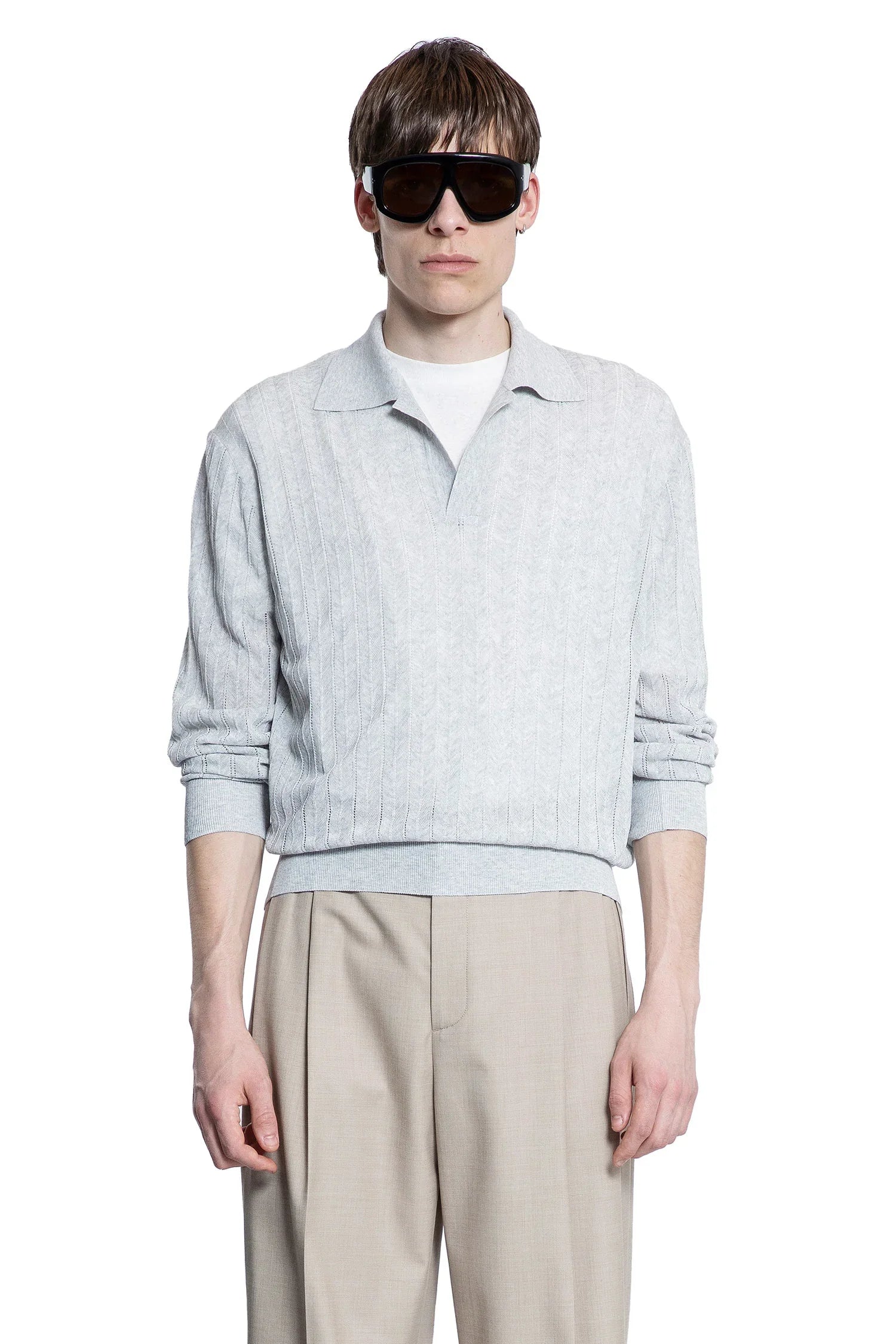 Lace Rib Sheer Knit Polo - Antonioli.eu