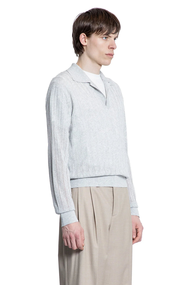 Lace Rib Sheer Knit Polo - Antonioli.eu