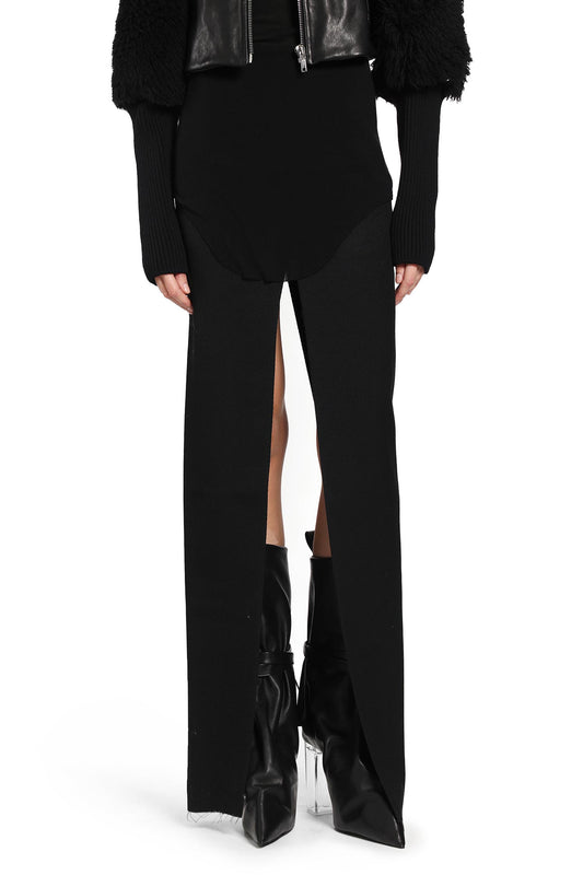 Wool Drill Long Skirt with Slits