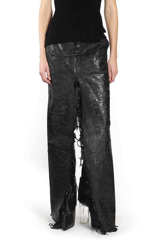 Denim Sliced Long Skirt with Slits