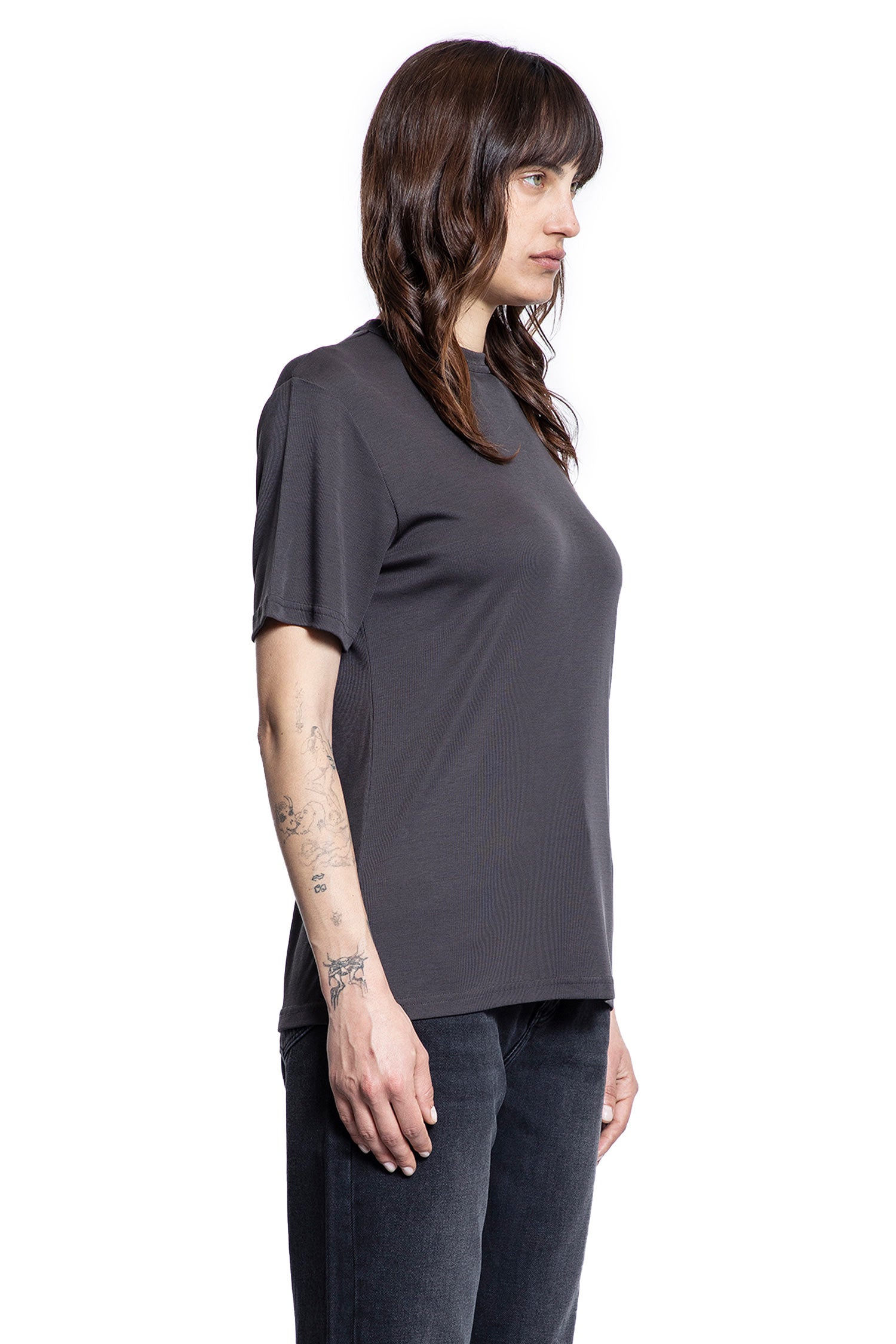 STUDIO NICHOLSON WOMAN GREY T-SHIRTS & TANK TOPS