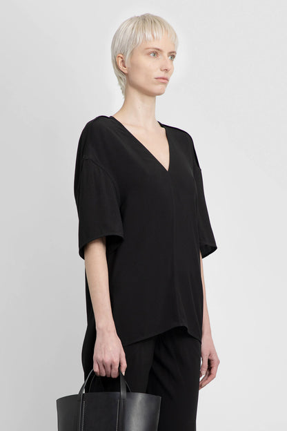 RICK OWENS WOMAN BLACK T-SHIRTS & TANK TOPS