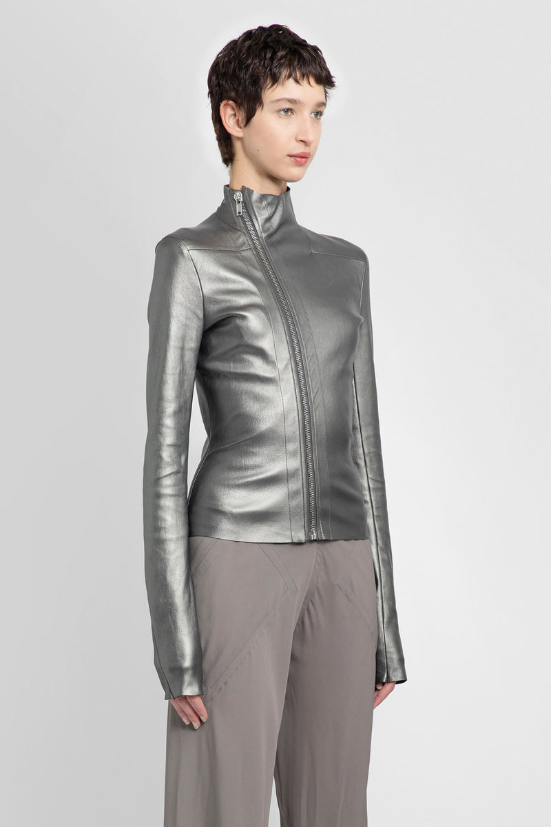 RICK OWENS WOMAN SILVER LEATHER JACKETS