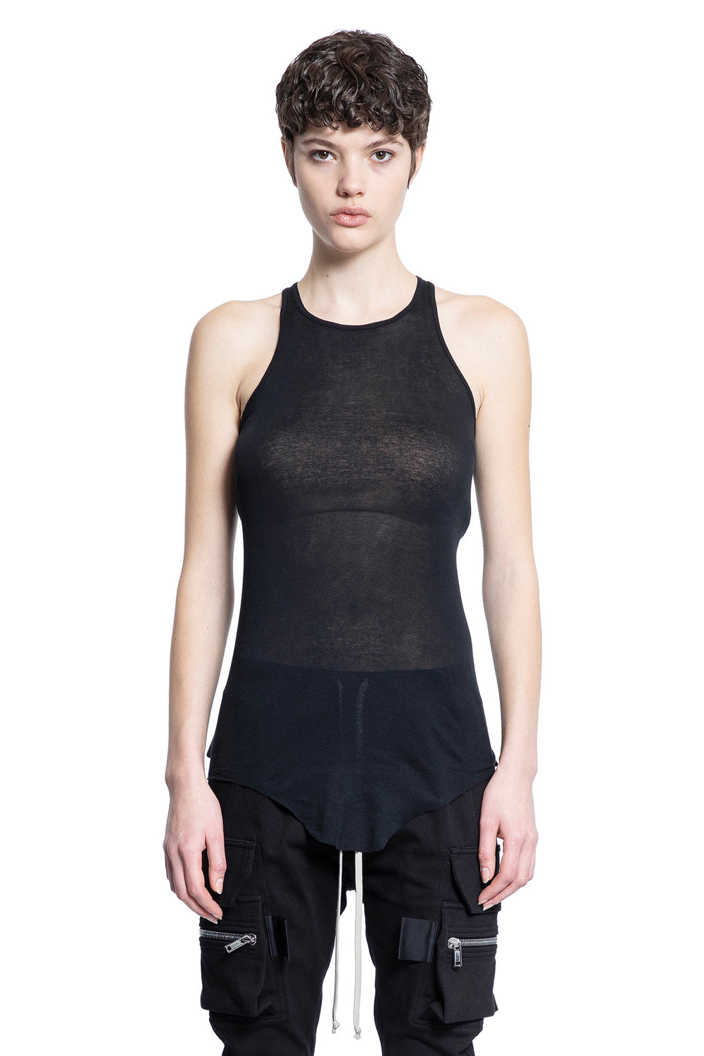 RICK OWENS WOMAN BLACK T-SHIRTS & TANK TOPS