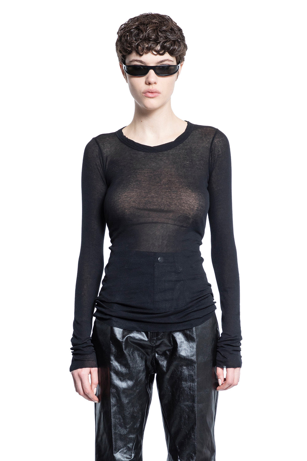 RICK OWENS WOMAN BLACK T-SHIRTS & TANK TOPS