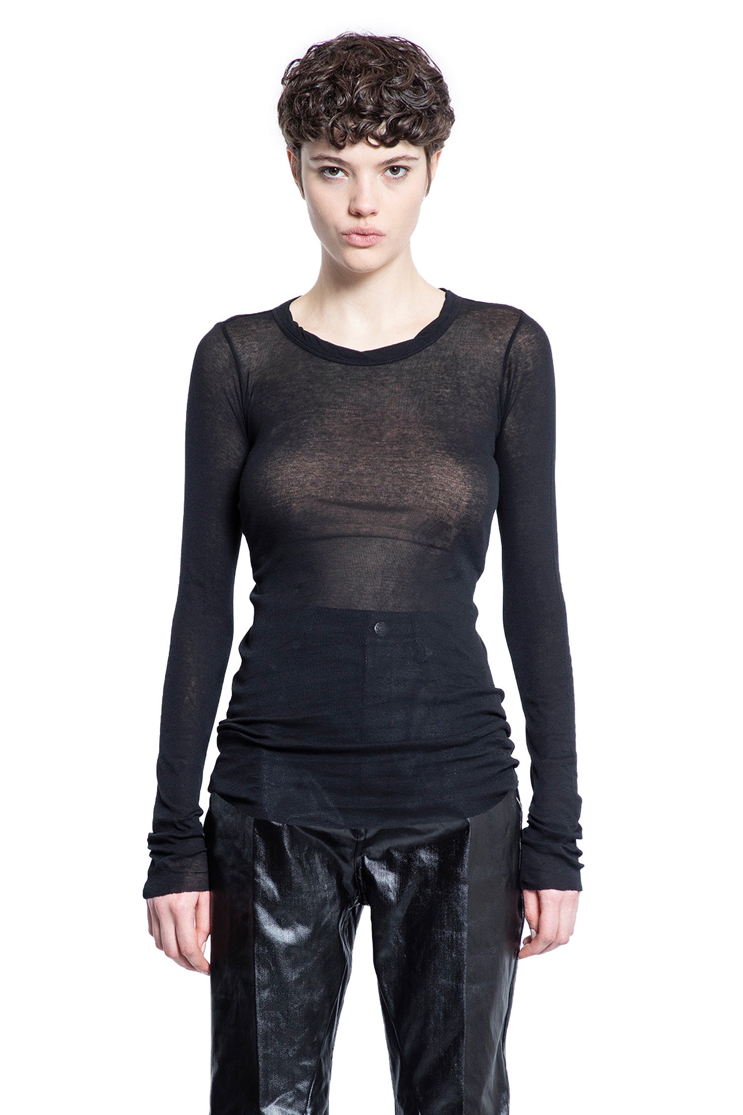 RICK OWENS WOMAN BLACK T-SHIRTS & TANK TOPS