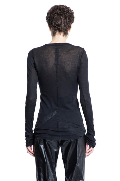 RICK OWENS WOMAN BLACK T-SHIRTS & TANK TOPS