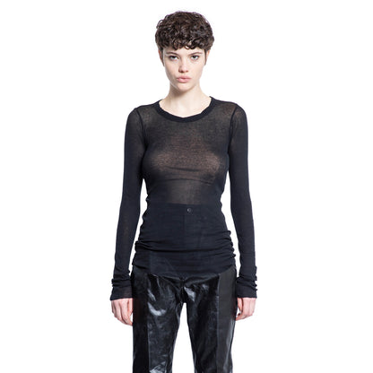 RICK OWENS WOMAN BLACK T-SHIRTS & TANK TOPS