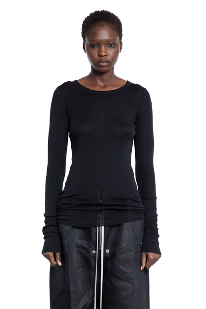 RICK OWENS WOMAN BLACK T-SHIRTS & TANK TOPS