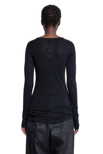 RICK OWENS WOMAN BLACK T-SHIRTS & TANK TOPS