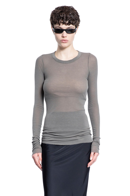 RICK OWENS WOMAN GREY T-SHIRTS & TANK TOPS