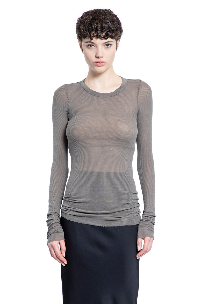 RICK OWENS WOMAN GREY T-SHIRTS & TANK TOPS