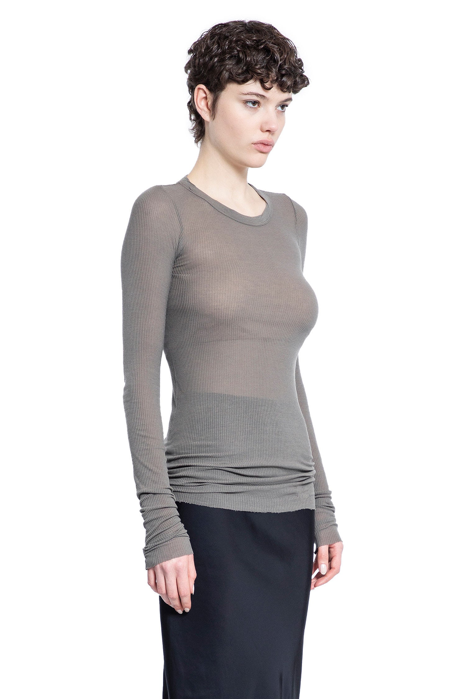 RICK OWENS WOMAN GREY T-SHIRTS & TANK TOPS