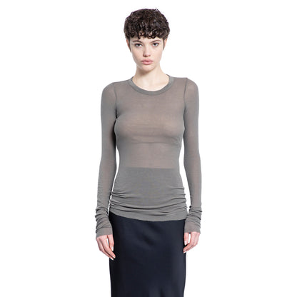 RICK OWENS WOMAN GREY T-SHIRTS & TANK TOPS