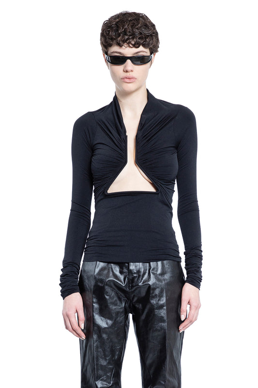 RICK OWENS WOMAN BLACK T-SHIRTS & TANK TOPS