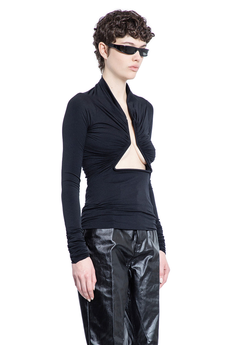 RICK OWENS WOMAN BLACK T-SHIRTS & TANK TOPS