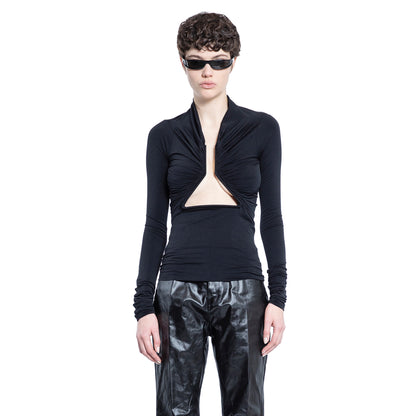 RICK OWENS WOMAN BLACK T-SHIRTS & TANK TOPS