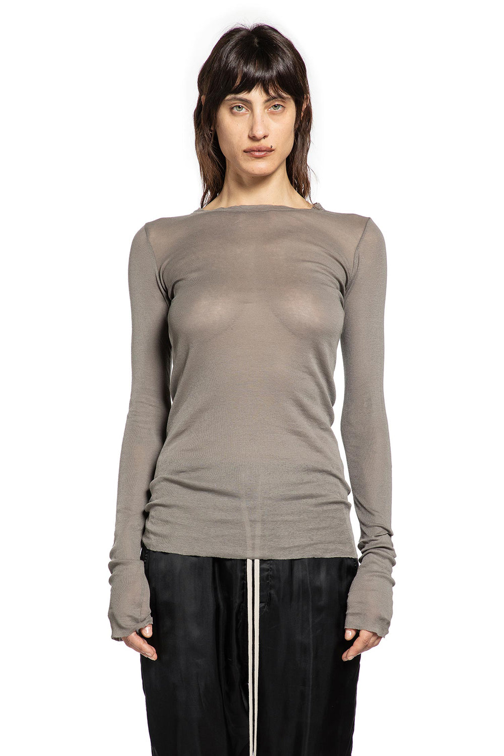 RICK OWENS Temple Rib LS Tee In Mini Rib Jersey woman