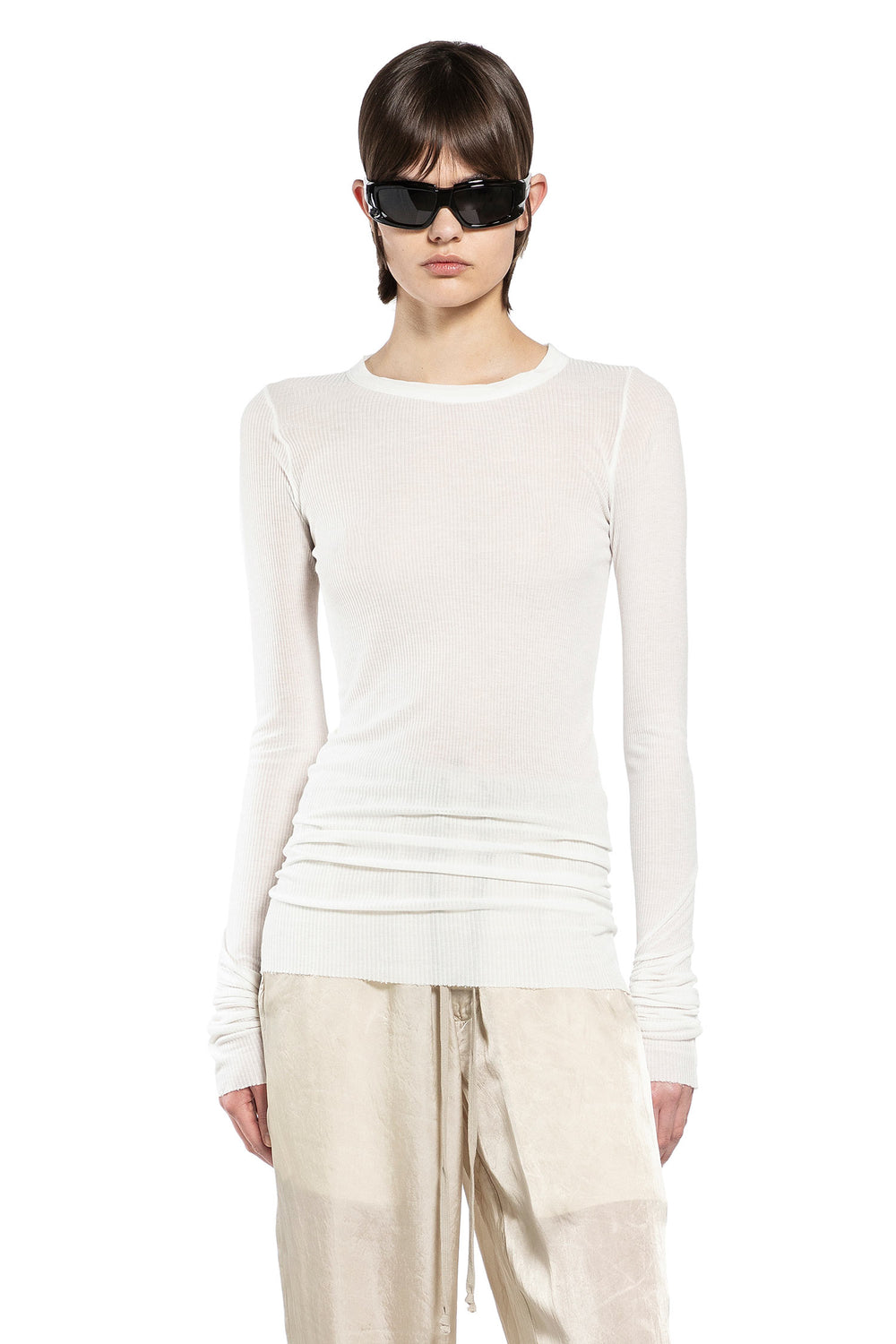 RICK OWENS Temple Rib Long Sleeve T-Shirt woman