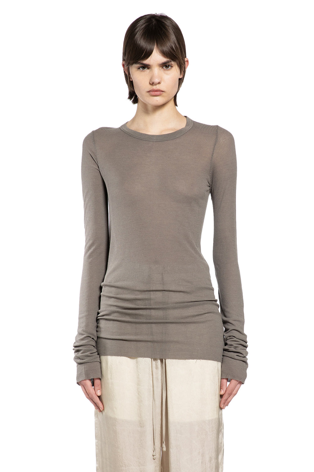 RICK OWENS Temple Rib Long Sleeve T-Shirt woman