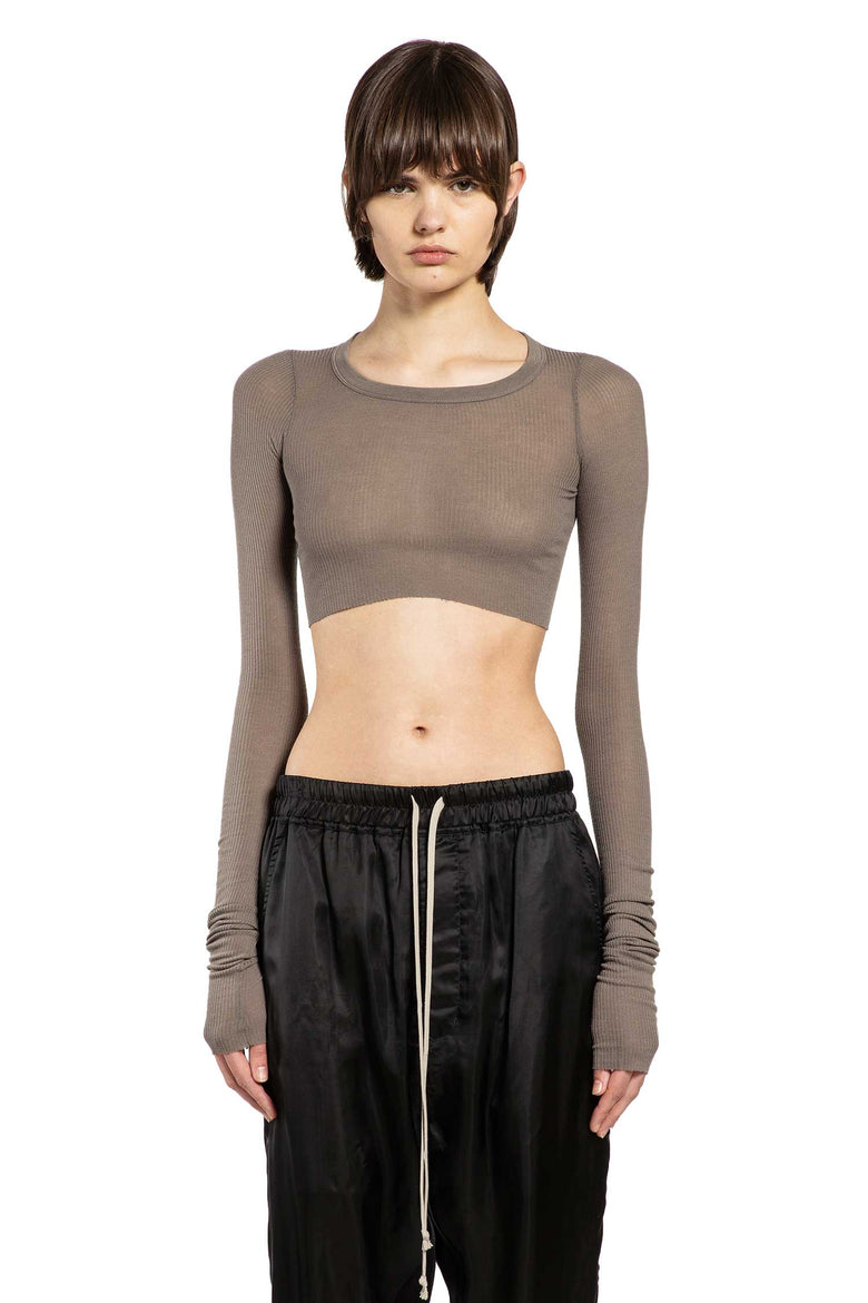 Temple Ls Crop Tee In Viscose Silk Rib