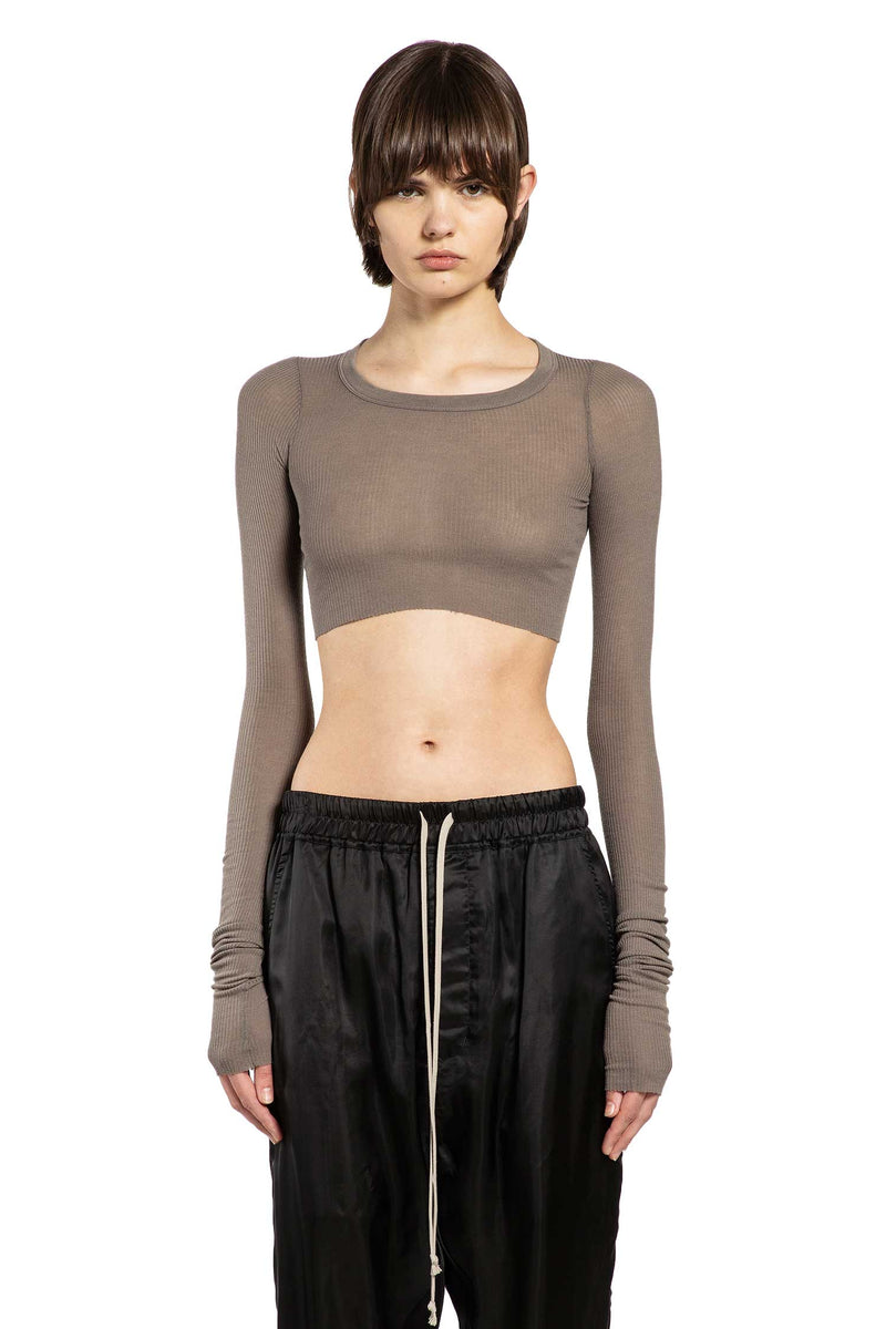 Temple Ls Crop Tee In Viscose Silk Rib