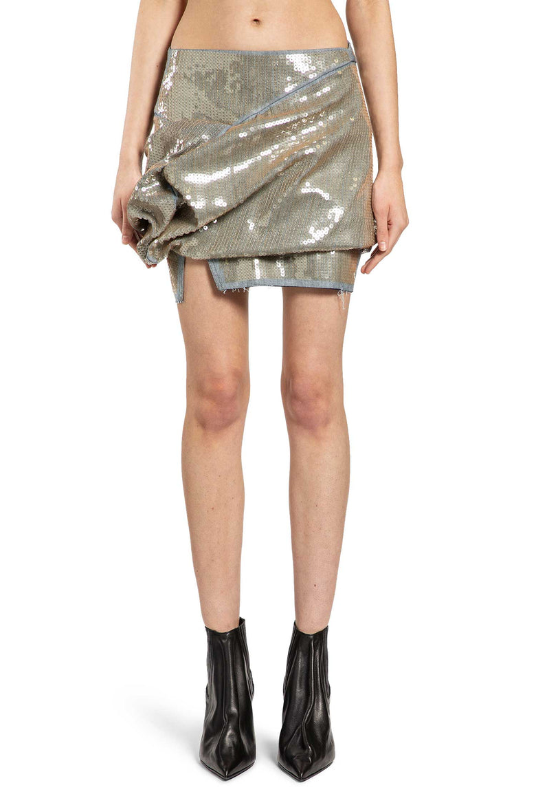Temple Draped Asymmetrical Mini Skirt