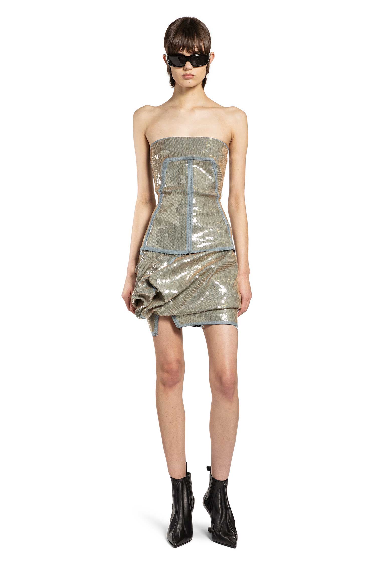 Temple Draped Asymmetrical Mini Skirt