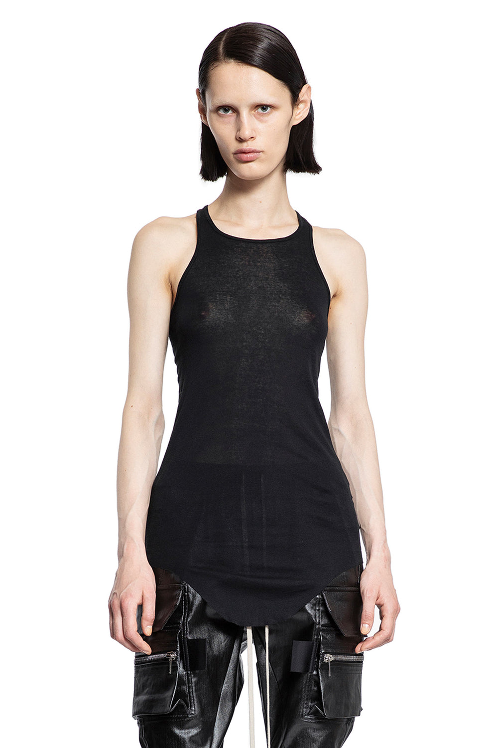 RICK OWENS WOMAN BLACK T-SHIRTS & TANK TOPS