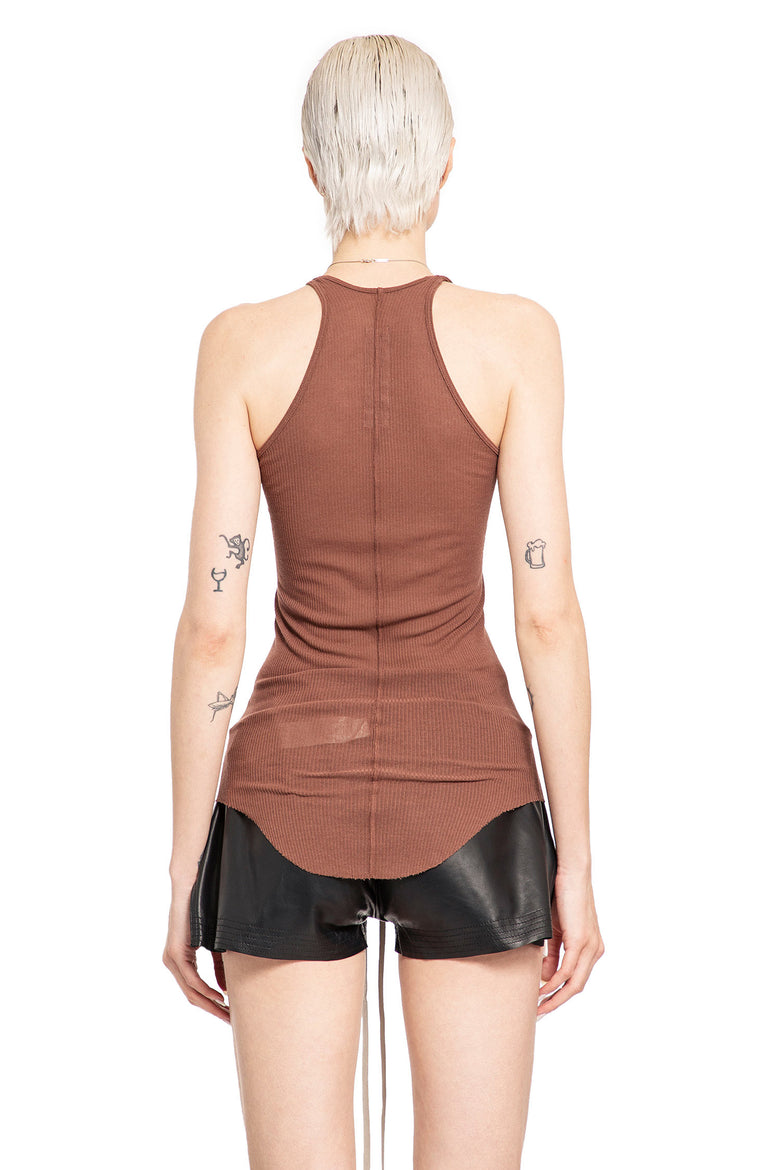 RICK OWENS WOMAN BROWN T-SHIRTS & TANK TOPS