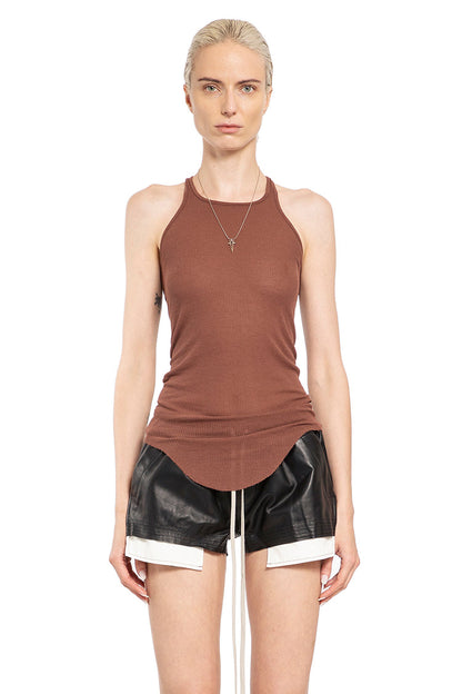 RICK OWENS WOMAN BROWN T-SHIRTS & TANK TOPS