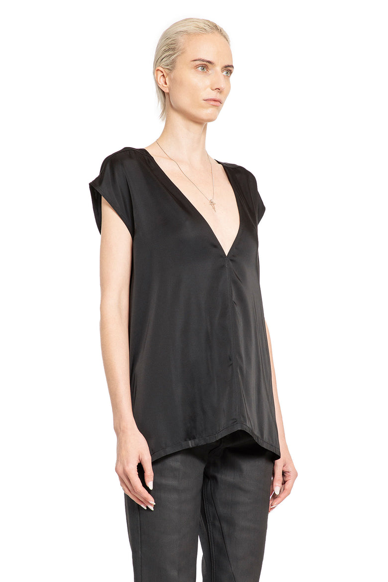 RICK OWENS WOMAN BLACK T-SHIRTS & TANK TOPS