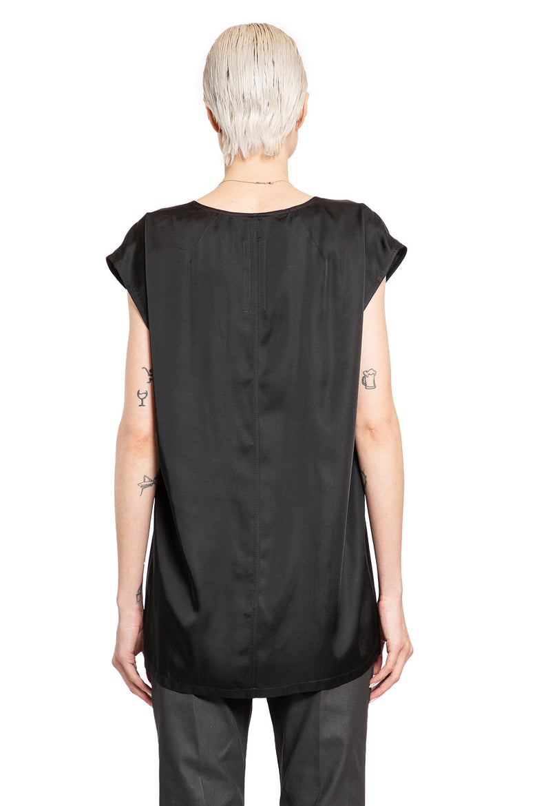 RICK OWENS WOMAN BLACK T-SHIRTS & TANK TOPS