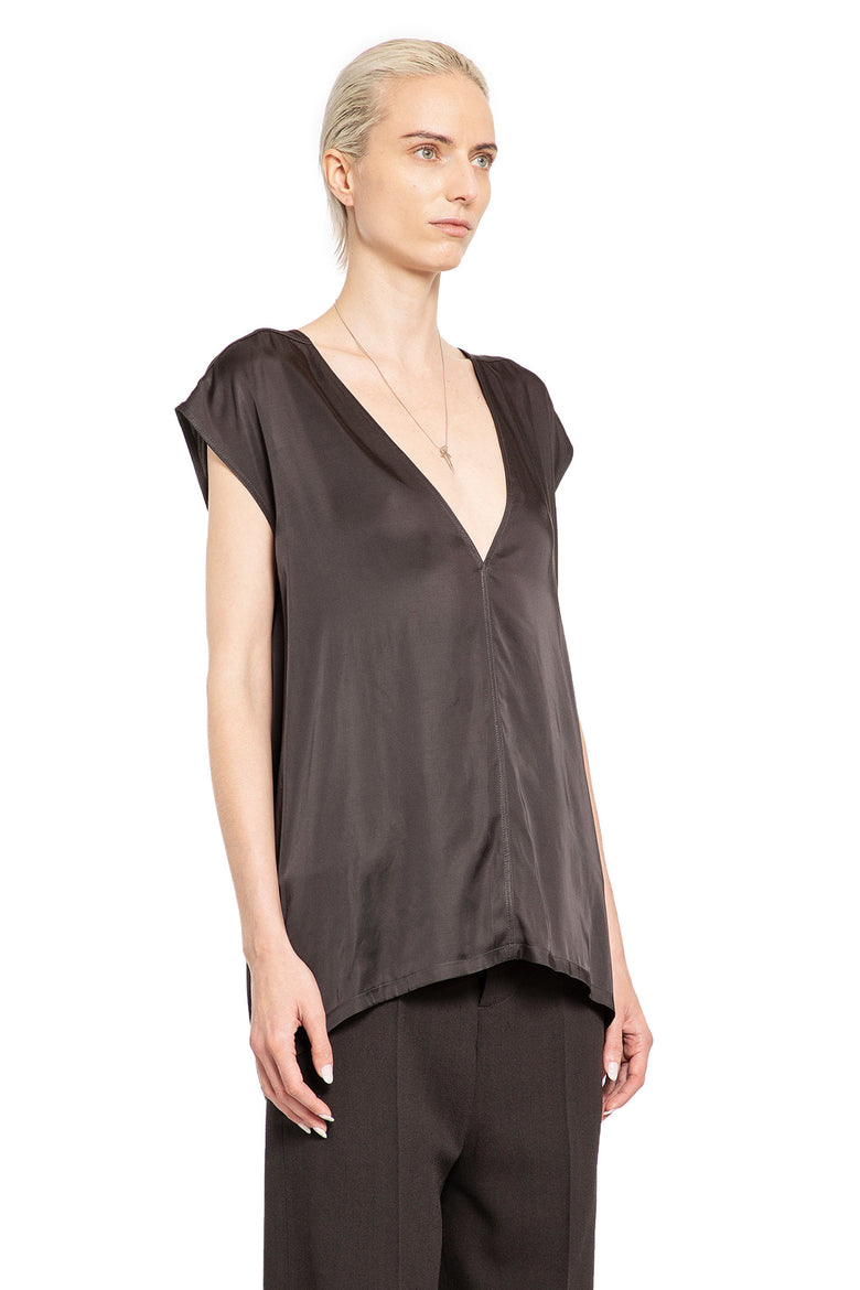 RICK OWENS WOMAN GREY T-SHIRTS & TANK TOPS