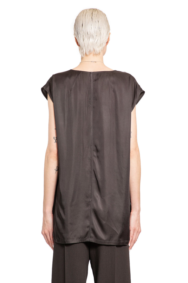 RICK OWENS WOMAN GREY T-SHIRTS & TANK TOPS