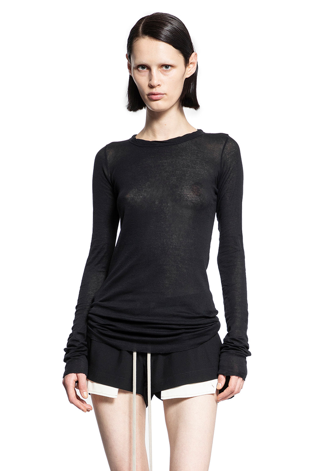 RICK OWENS WOMAN BLACK T-SHIRTS & TANK TOPS