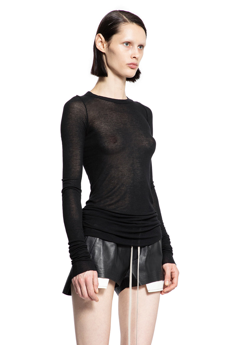 RICK OWENS WOMAN BLACK T-SHIRTS & TANK TOPS