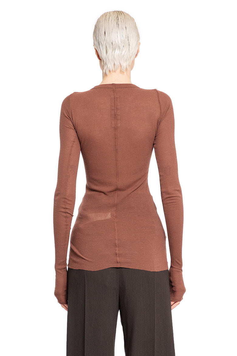 RICK OWENS WOMAN BROWN T-SHIRTS & TANK TOPS