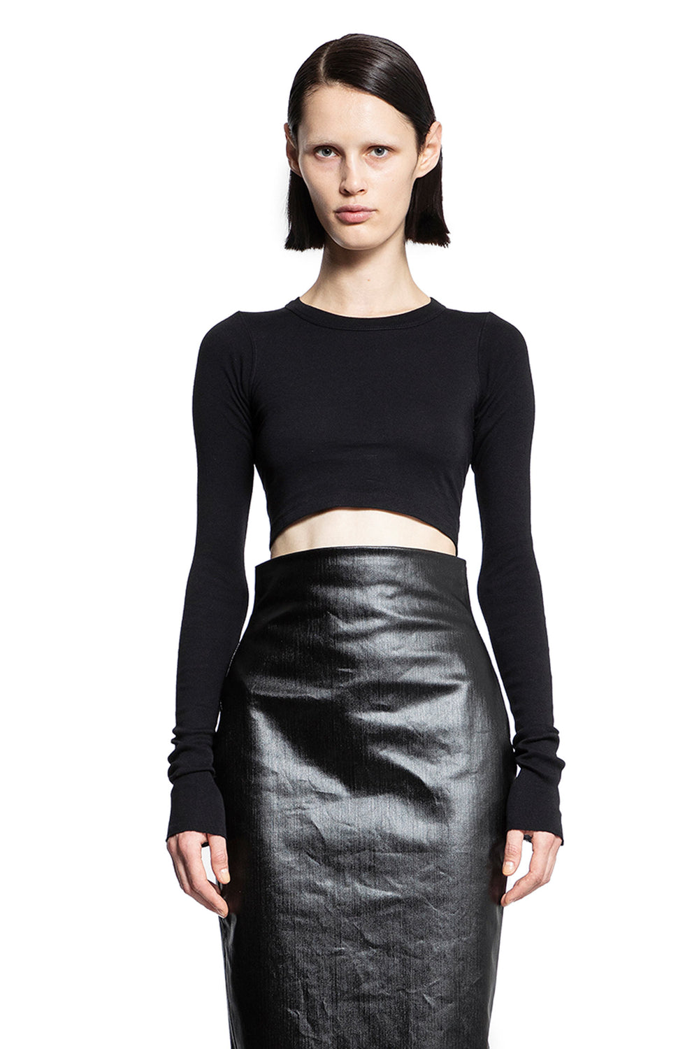 RICK OWENS WOMAN BLACK T-SHIRTS & TANK TOPS